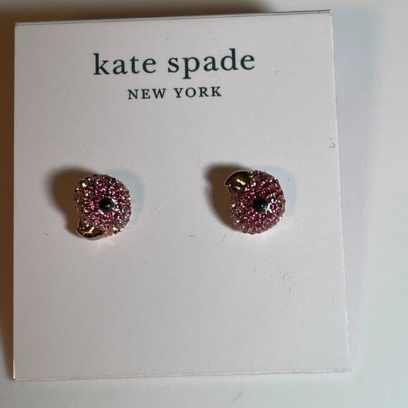 Kate Spade Pink Parrot Heads Pave Crystal Earrings - Picture 2 of 3